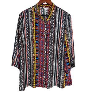 Citron Santa Monica Womens Plus Size 1X Wearable Art Blouse Shirt Top Artsy